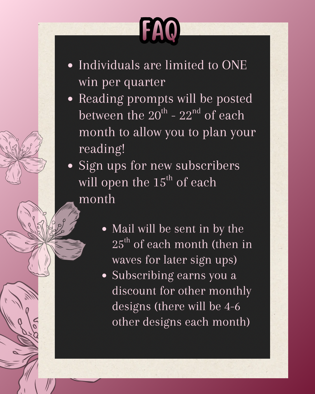 Monthly Bookmark & Sticker Mailing Club