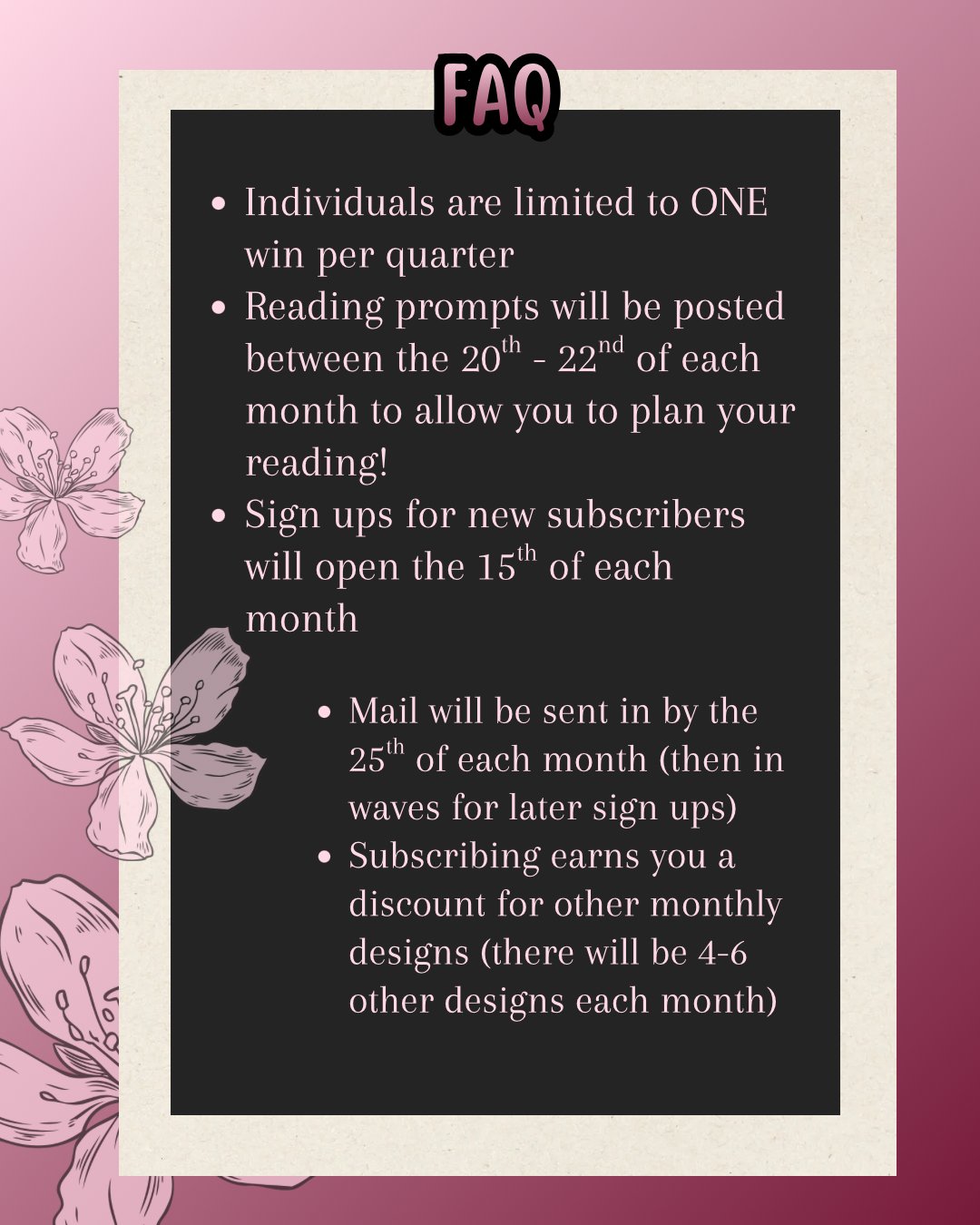 Monthly Bookmark & Sticker Mailing Club