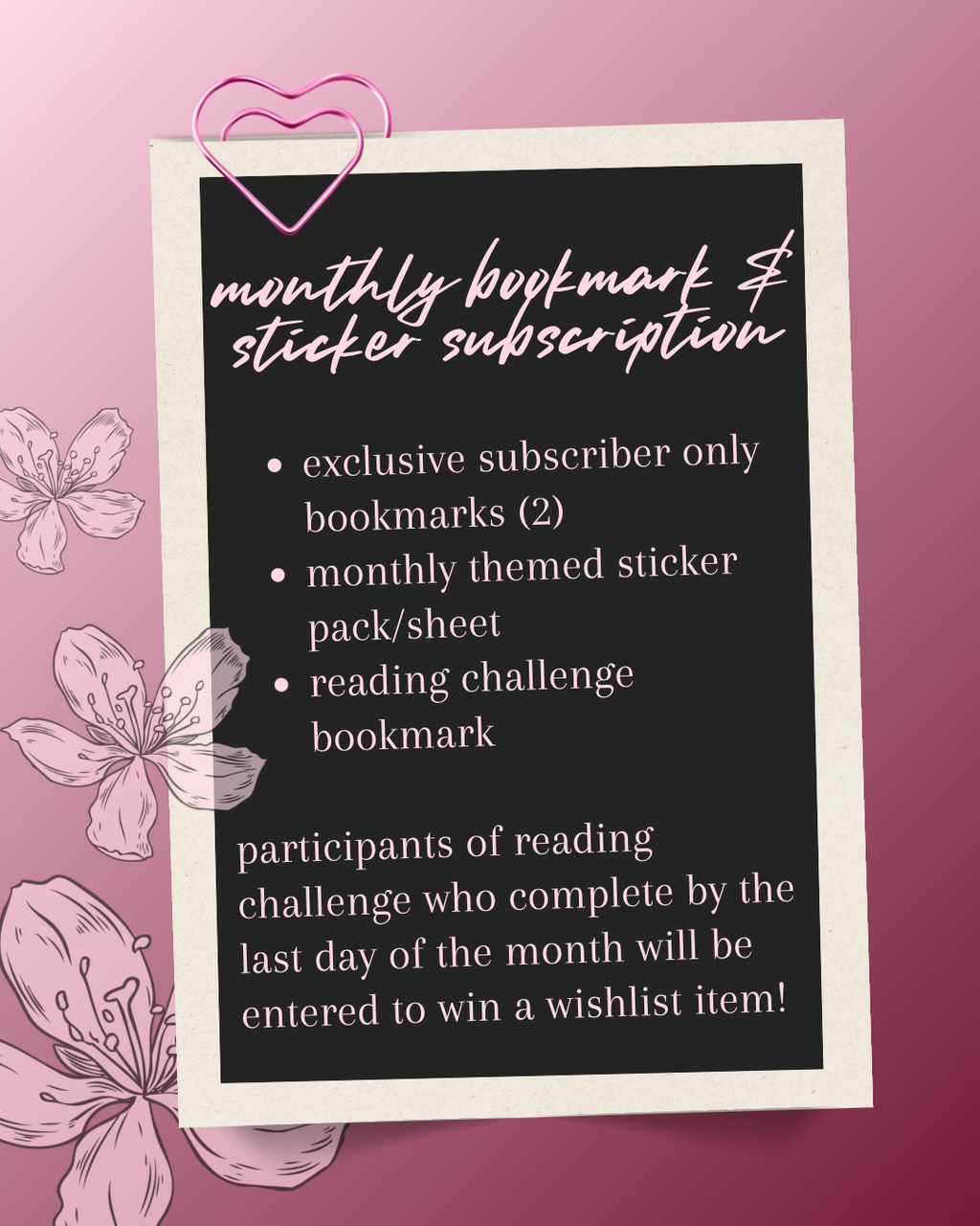 Monthly Bookmark & Sticker Mailing Club